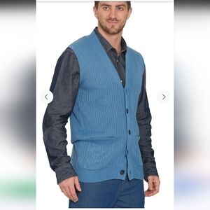 Turtle Bay Men's Relaxed Fit Rib Knit Sweater Vest - Button Front with Pockets